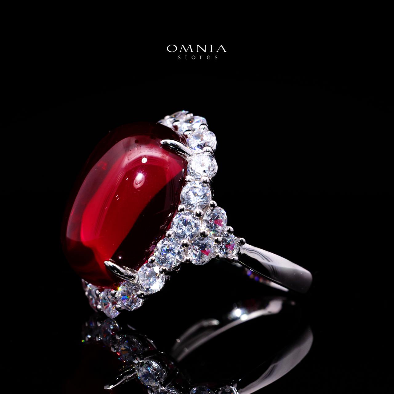 Malaika Imperial Red Gemstone Ring with Certified High-Quality Premium Simulated Diamonds in 925 Sterling Silver - Image 2
