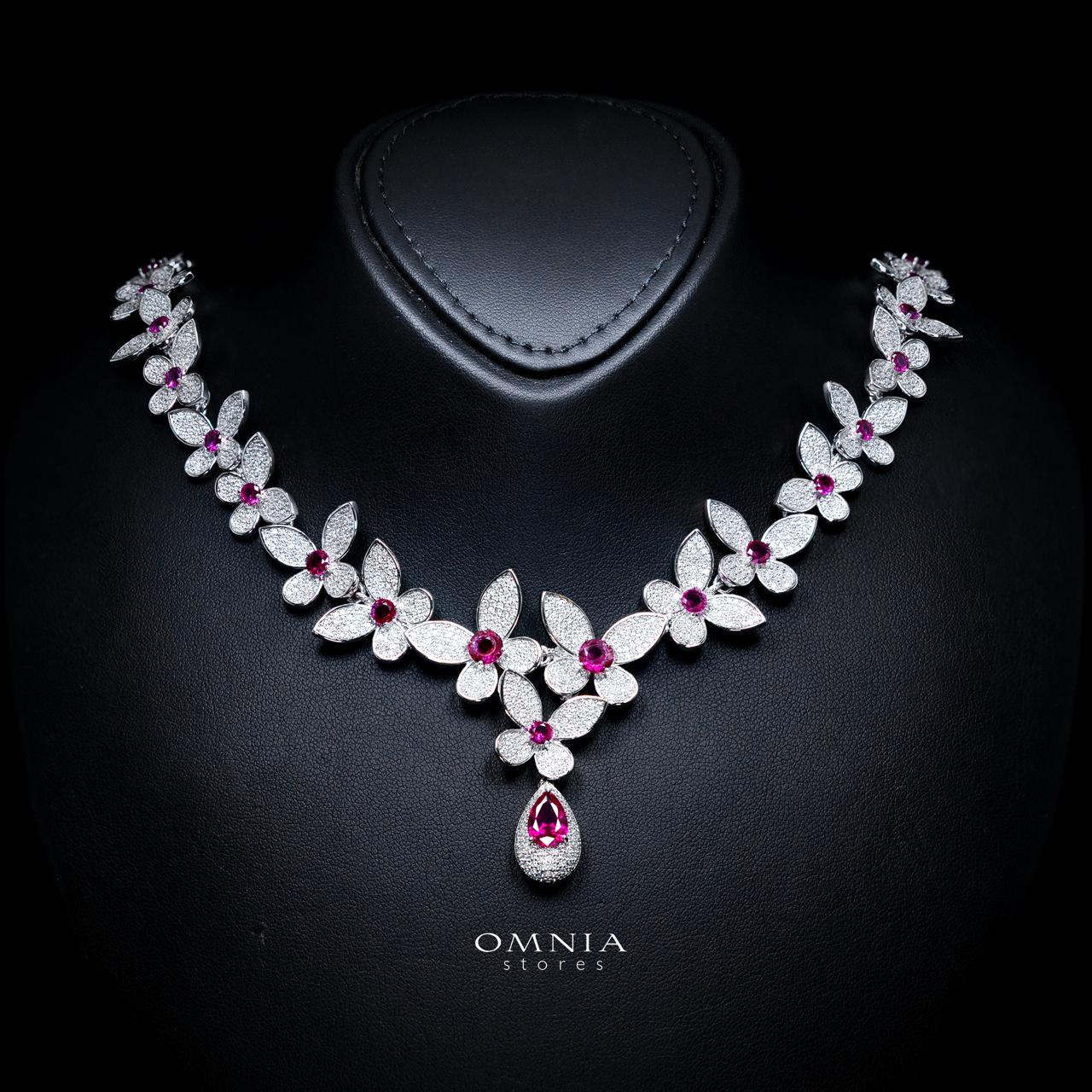 Xaila Ruby Red Luxury Bridal Full Set with High-Quality Simulated Diamonds – Rhodium Plated - Image 2