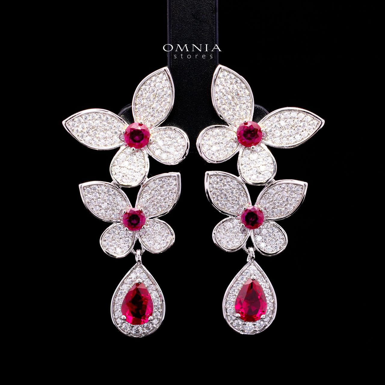 Xaila Ruby Red Luxury Bridal Full Set with High-Quality Simulated Diamonds – Rhodium Plated - Image 4