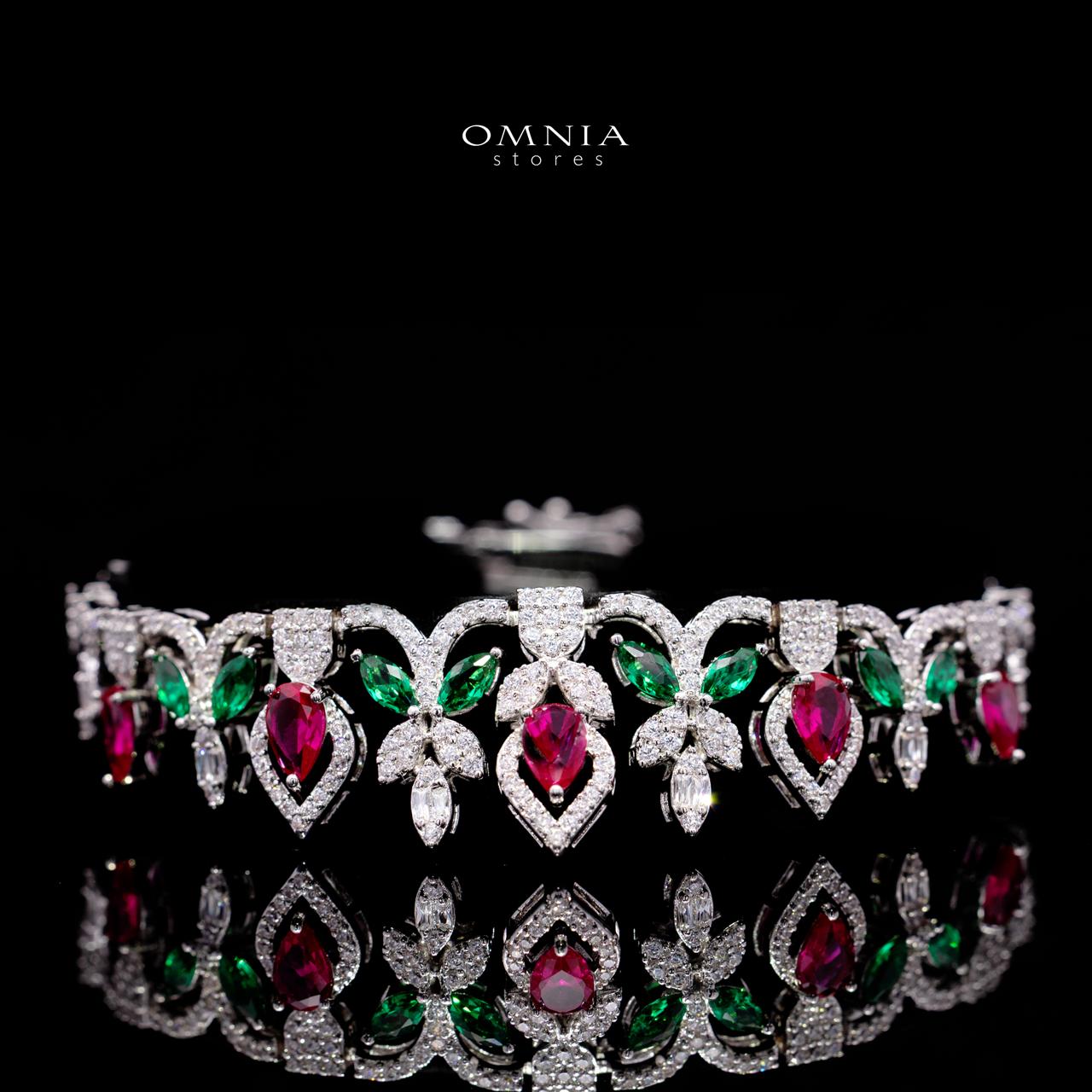 Simra Multicolor Luxury Bridal Full Set with High-Quality Simulated Diamonds – Rhodium Plated - Image 3