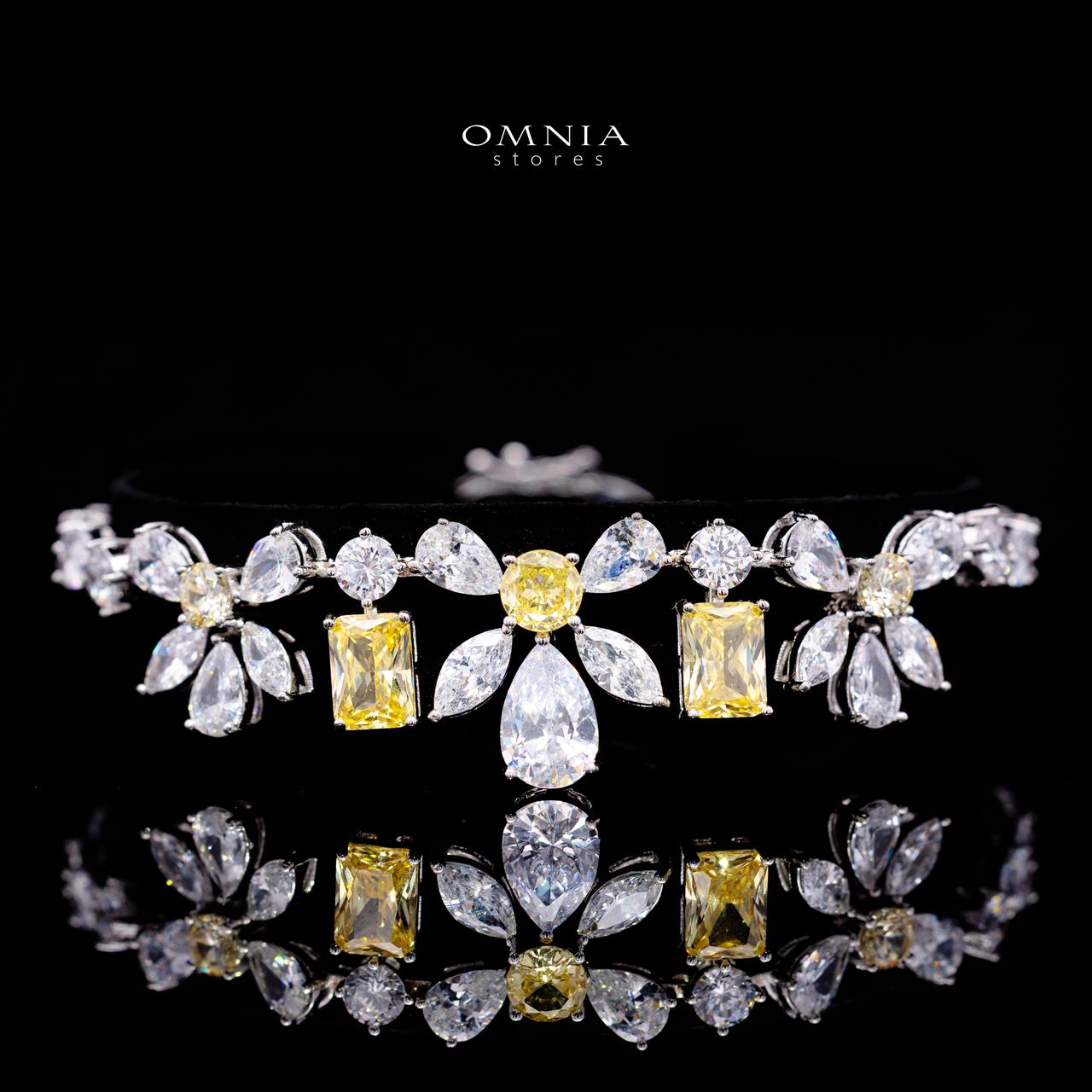 Rizza Yellow Luxury Bridal Full Set with High-Quality Simulated Diamonds – Rhodium Plated - Image 3