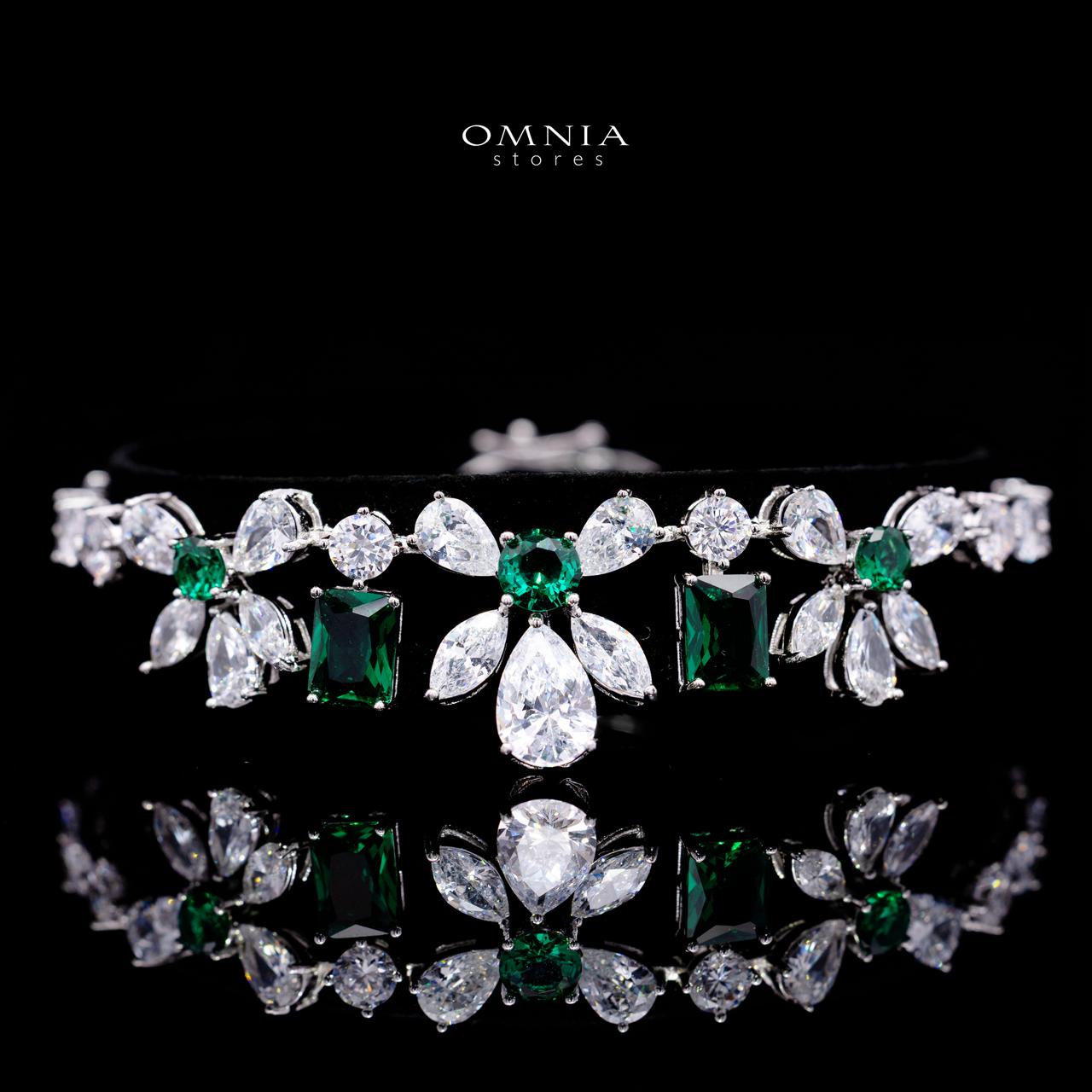 Rizza Green Luxury Bridal Full Set with High-Quality Simulated Diamonds – Rhodium Plated - Image 3
