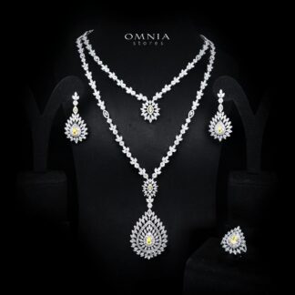 Keyla Yellow Luxury Bridal Long Chain Full Set with High-Quality Simulated Diamonds