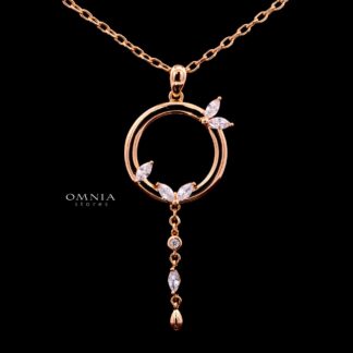 Stacey Rose Gold Premium Rhodium-Plated Alloy Necklace with High-Quality Simulated Diamonds