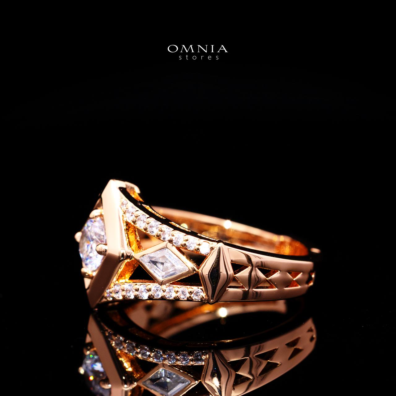 Octavia Rose Gold Premium Rhodium-Plated Alloy Ring with High-Quality Simulated Diamonds - Image 2